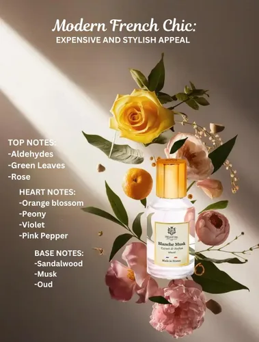 Miniatura 3 de Preparfume From France Blanche Musk para mujer 1.0 fl oz – Aroma de aldehído floral fresco de Francia – Fragancia de lujo con aldehídos, rosa