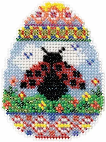 Kit de adorno de punto de cruz con cuentas de huevo de mariquita Mill Hill 2016 Spring Bouquet MH181615