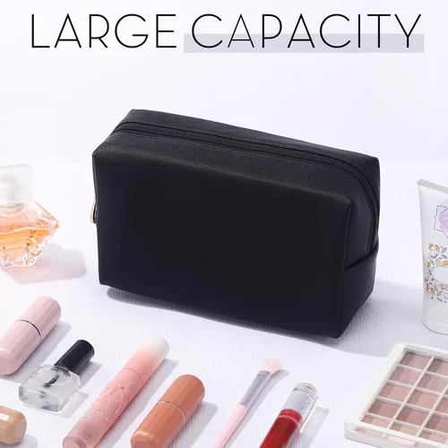 Miniatura 3 de Kigeli 15 piezas de bolsas de maquillaje estéticas, bolsas de cosméticos de cuero PU impermeables, bolsas de aseo lisas, bolsas de maquillaje a