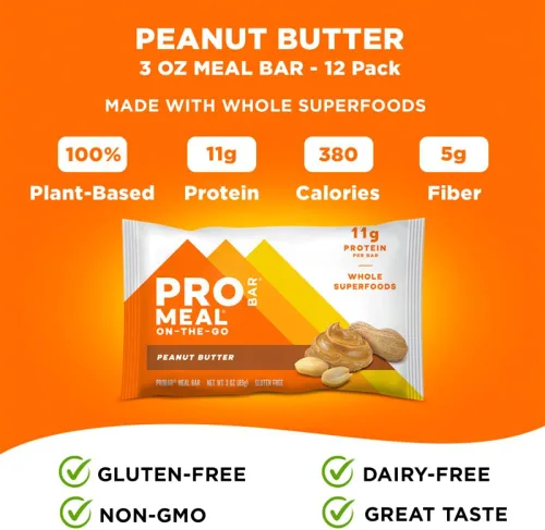 Miniatura 4 de PROBAR - Barra de comida, mantequilla de maní, sin OGM, sin gluten, saludable, a base de plantas, ingredientes de alimentos integrales, energía