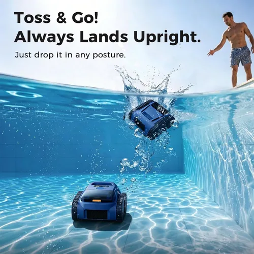 Miniatura 8 de Limpiador robótico inalámbrico para piscinas, aspiradora robótica automática para piscinas enterradas, limpieza de robot de piscina de spa de hasta