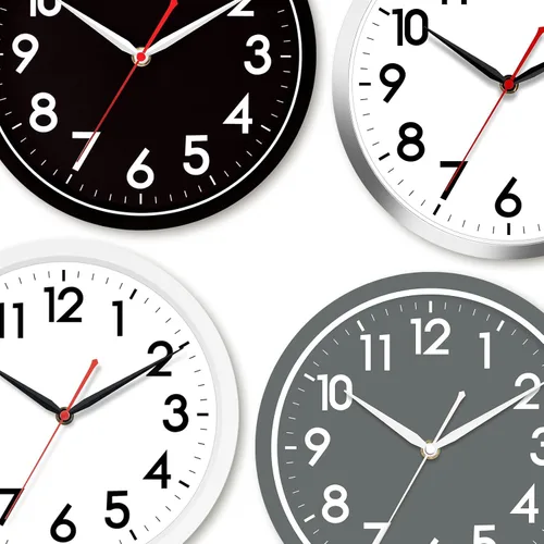 Miniatura 7 de AKCISOT Reloj de pared moderno negro silencioso sin tictac, funciona con pilas, de 10 pulgadas, reloj analógico pequeño clásico decorativo