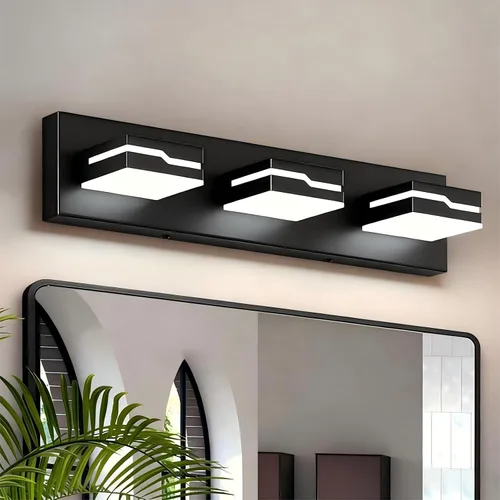 Miniatura 11 de 4 lámparas de acrílico para baño, moderna lámpara negra para tocador de baño, accesorios de iluminación de pared negro mate sobre el espejo, luz LED