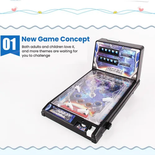Miniatura 2 de Mini Máquina de Pinball - Juego de Pinball de Sobremesa para Adultos, Arcade Casero con Luz, Juguete de Lanzamiento de Bola de Escritorio - Regalos