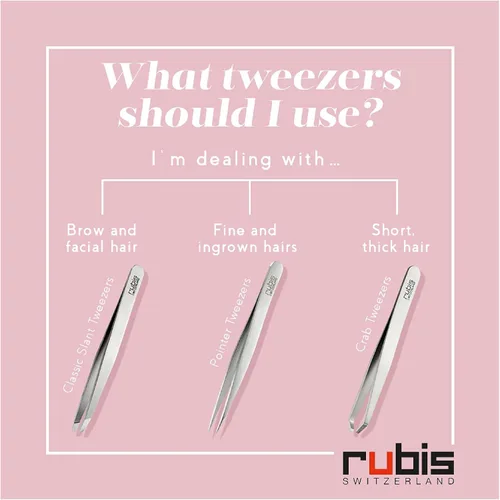 Miniatura 4 de Rubis Pinzas inclinadas clásicas de acero inoxidable para cejas precisas y depilación, 1K108, rosa, Rubis Switzerland Swiss Made mundialmente