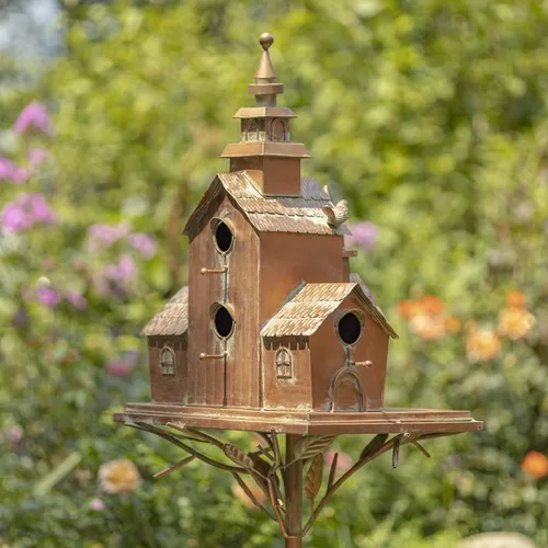 Miniatura 5 de Zaer Ltd. Estacas grandes de color cobre, espacio para 5 familias de pájaros en cada una (XL Country Town Home Montana)