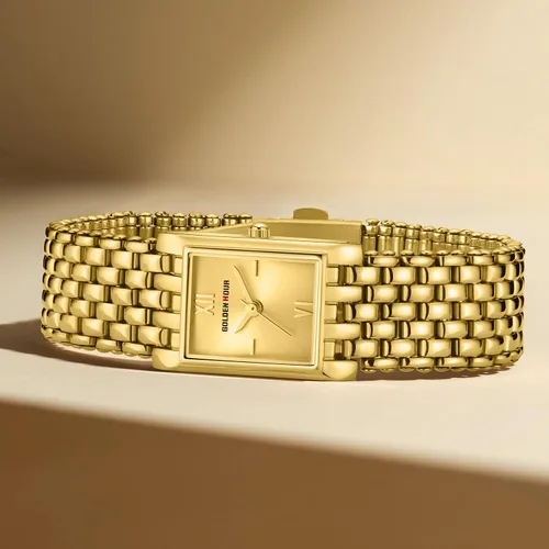 Miniatura 6 de GOLDEN HOUR Reloj de oro con pulsera rectangular vintage para mujer