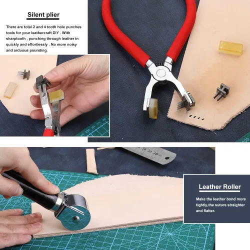 Miniatura 4 de 447 piezas de herramientas para trabajar el cuero, suministros de kit de herramientas para trabajar el cuero con instrucciones, herramientas