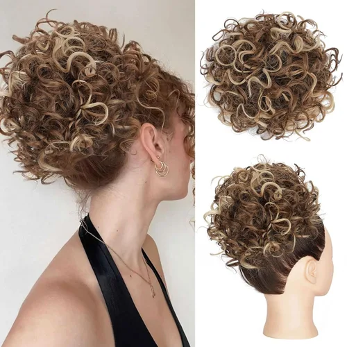 Miniatura 19 de Lommel Pieza de cabello desordenado, moño rizado, ondulado suelto, pieza de cabello con cordón elástico, moño desordenado, extensión de cola