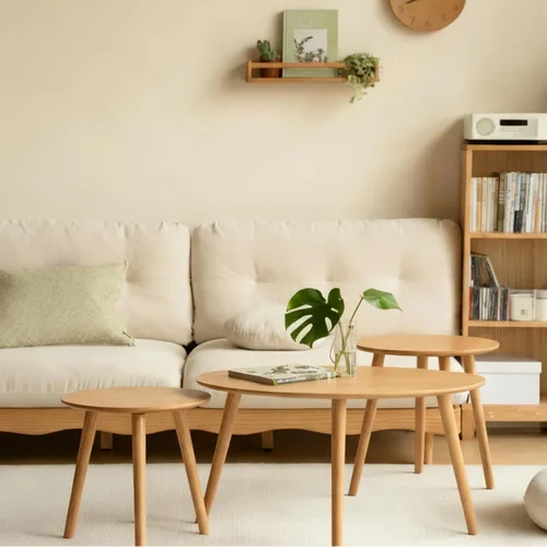 Miniatura 15 de Mesa de café ovalada pequeña, de 25.6 pulgadas, pequeña mesa auxiliar moderna de mediados de siglo para sala de estar, mesa auxiliar 100% madera