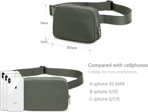 Miniatura 4 de Riñonera Bolsa de Cintura Bolso Cruzado Bolsa de Cadera para Correr Senderismo Viajes Entrenamiento Correa Ajustable para Mujeres, Gris oscuro