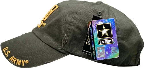 Miniatura 3 de Gorra de béisbol con licencia oficial del ejército de Estados Unidos de alta calidad vintage envejecida estrella militar veterana