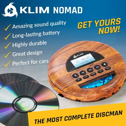 Miniatura 2 de KLIM Nomad Wood - Reproductor portátil de CD Walkman - Batería de larga duración - Incluye auriculares - Radio FM - Compatible con reproductor de CD