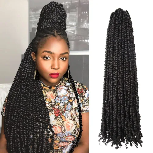 Miniatura 31 de BOHOBABE Cabello de Ganchillo Pre-retorcido Passion Twist de 14 Pulgadas Cabello Corto Ombré Gris Pre-enrollado de Ganchillo Passion Twist para Gris