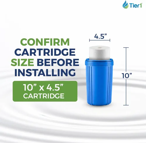 Miniatura 3 de Tier1 Filtro de agua de 1 micrón de 10 x 4.5 pulgadas Filtro de agua de sedimentos de polipropileno hilado para toda la casa Reemplazo