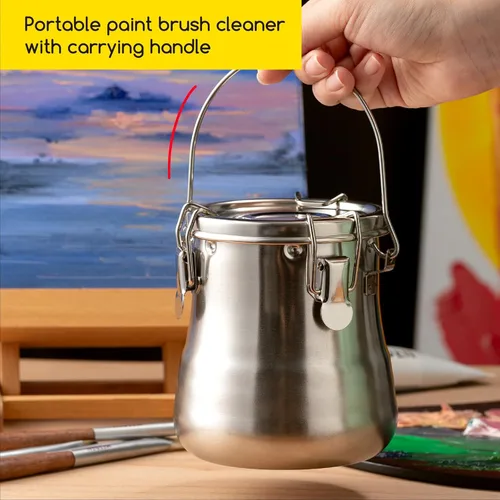 Miniatura 6 de MEEDEN Lavadora de pinceles de pintura portátil: limpiador de pinceles de artista de acero inoxidable para pintura al óleo y acrílica - grande