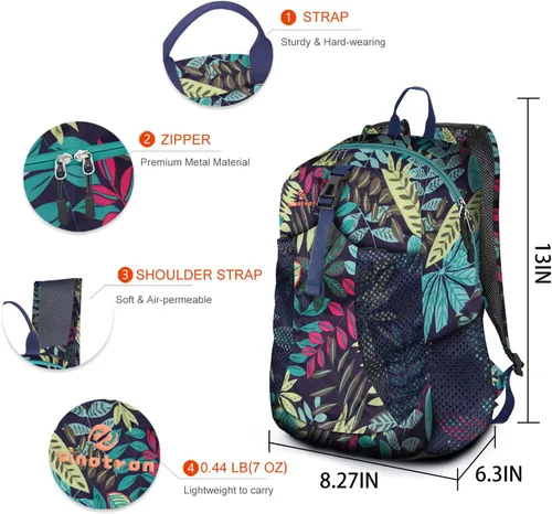 Miniatura 2 de Sinotron - Mochila de senderismo ligera y plegable de 22 l, mochila pequeña de senderismo, mochila de día para mujeres, hombres, viajes, camping