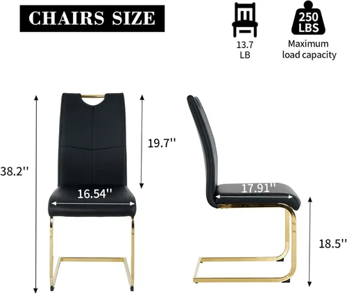 Miniatura 2 de yeag Juego de Sillas de Comedor Modernas de 2 Unidades, Sillas de Cocina y de Sala de Estar con Respaldo Alto, con Patas de Metal Cromado Dorado