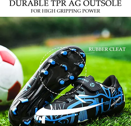Miniatura 4 de Gokzssoll NiberSeries - Zapatos de fútbol para niños pequeños y grandes ligeros duraderos antideslizantes para fútbol exteriores rendimiento firmes