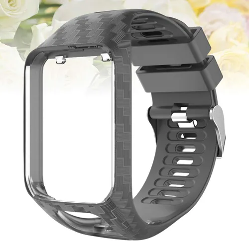 Miniatura 7 de Hemobllo - Correa de reloj inteligente con marco de silicona ajustable para reloj Tomtom 2/3, color gris