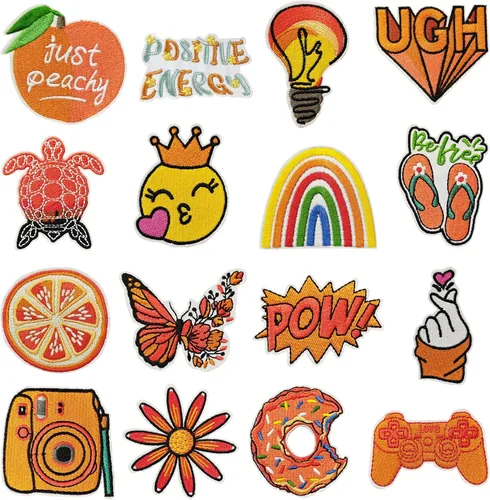 Miniatura 10 de Woohome 16 parches para planchar, tela bordada para planchar o coser, parches negros bordados para ropa, sombreros, jeans