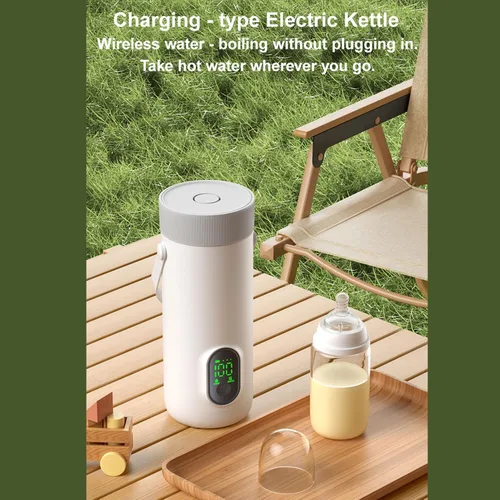 Miniatura 3 de Hervidor eléctrico portátil, hervidor de viaje inalámbrico recargable con batería de 27000 mAh de ebullición rápida para acampar al aire libre
