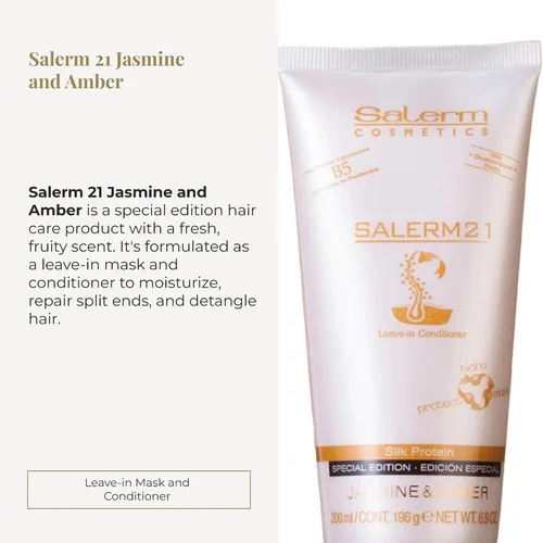 Miniatura 2 de SALERM - 21 Jazmín y Ámbar - 6.8 fl oz - Mascarilla y acondicionador sin enjuague - con Proteínas de Seda - Antiencrespamiento - Reparación