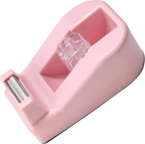 WELSTIK Dispensador de cinta de escritorio para oficina, base antideslizante, para embalaje en oficina, restaurante, florería, pastelería, rosa