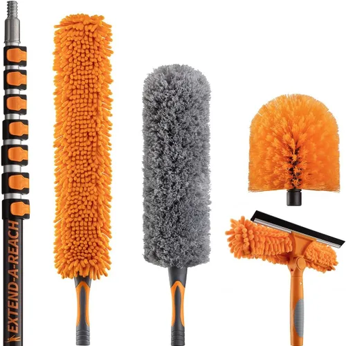 Kit de plumero de alto alcance de 36 pies con poste de extensión de 5 a 30 pies // Kit de limpieza de polvo de techo alto y ventana con poste