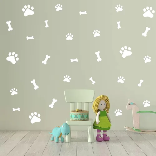 Miniatura 8 de Calcomanías de pared con diseño de pata de perro, juguete de perros, calcomanías de pared de vinilo extraíbles, calcomanías de huellas de perros