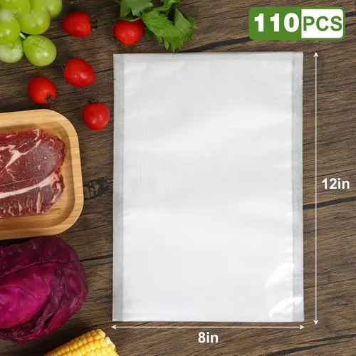 Miniatura 2 de Bolsas de sellado al vacío [2025 Actualizadas] Moretoes de 110 piezas, bolsas para ahorrar alimentos de un cuarto de galón, 8" x 12", sin BPA