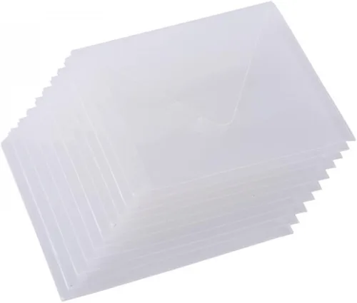 Miniatura 13 de Paquete de 10 bolsillos de almacenamiento de sellos y troqueles, sobres de almacenamiento de plástico de gran tamaño de 8.75 x 6 pulgadas, carpetas K