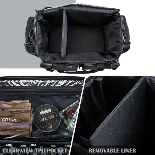 Miniatura 3 de Goture Bolsa Grande para Aparejos, Almacena Hasta 8PCS 3700 Plus 4PCS 3600 Bandejas para Aparejos (No Incluidas), Bolsa de Pesca Grande Resistente
