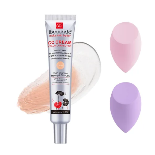 Corrector de color CC Cream Foundation, corrector invisible de poros, rico en centella asiática, hidratante e impermeable CC Cream con Spf 25 (LIGHT)