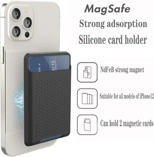 Miniatura 2 de Tarjetero para la parte posterior del teléfono para soporte MagSafe cartera magnética de silicona compatible con iPhone 17/16/15/14/13/12/12 Pro/12