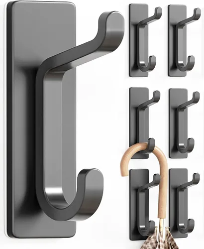 Miniatura 13 de pickpiff Ganchos de pared para abrigo y toalla: 13LB fuerte adhesivo para colgar puerta, níquel cepillado