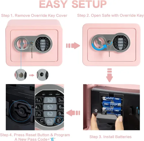 Miniatura 6 de Caja de seguridad de 0.23 pies cúbicos, pequeña con bolsa ignífuga, llaves y código de acceso, caja de seguridad electrónica digital para efectivo
