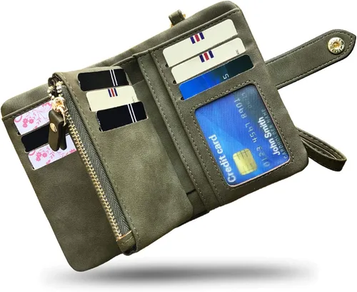 Miniatura 3 de AOXONEL Women's Small Bifold Leather wallet Rfid blocking Ladies Wristlet with Card holder id window Coin Purse