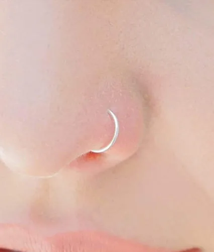 Miniatura 6 de MODRSA Piercing de nariz para mujer, de acero inoxidable, de plata, calibre 20