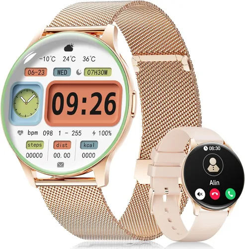 Reloj inteligente para mujer con llamada de marca/respuesta, rastreador de actividad HD AMOLED de 1.43 pulgadas para Android iOS, reloj inteligente