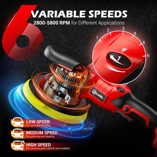 Miniatura 2 de SILVEL Pulidora Inalámbrica para Automóvil, Kit de Pulido de Automóvil con Baterías de 24V 2 X 2.0Ah, Kit Encerador de Automóvil de 5 Pulgadas