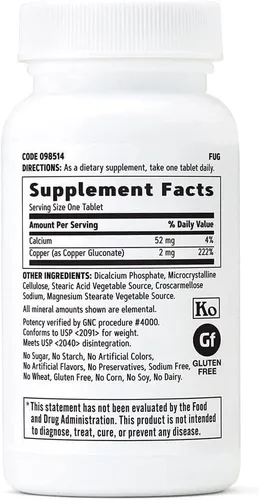 Miniatura 2 de GNC Cobre 2 mg, importante para la absorción de hierro, 100