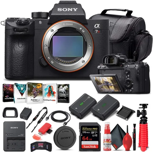 Sony Cámara digital sin espejo Alpha a7R III (solo cuerpo) ILCE7RM3/B + tarjeta de memoria de 64 GB + batería NP-FZ-100 + software de fotografía
