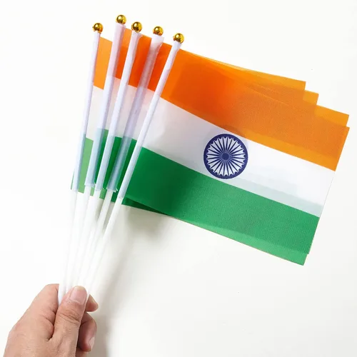 Miniatura 5 de ZXvZYT Bandera india de escritorio pequeña bandera india pequeña bandera india de mesa con base de soporte para decoración (paquete de 12)