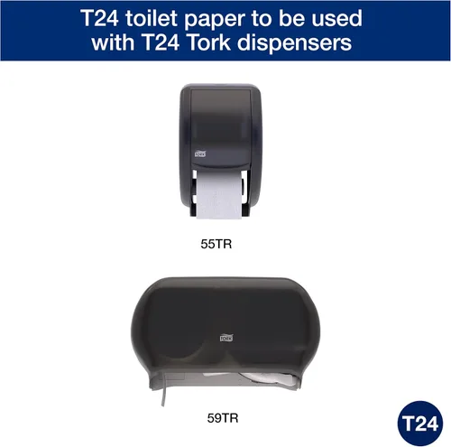 Miniatura 3 de Tork Advanced Toilet Paper Roll, White, Compatible with T24 Dispensers, 2-ply, Soft Tissue, 80 rolls x 500 sheets (2461200)