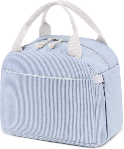 Miniatura 39 de Bluboon Bolsa de almuerzo para mujer, bonita bolsa de almuerzo de pana con correa para el hombro, reutilizable, aislada, gran capacidad