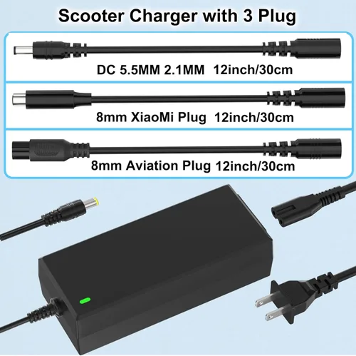 Miniatura 2 de Cargador de scooter 42V 2A 4 en 1 conector extraíble para 36V Pocket Mod, batería de litio deportiva compatible con GOTRAX, Ninebot, Hiboy cargador
