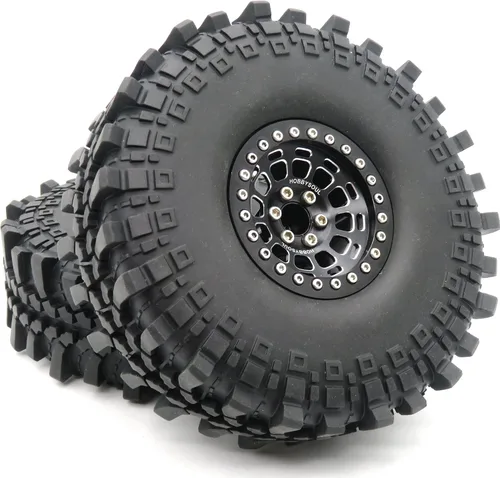 Miniatura 5 de HOBBYSOUL RC - Ruedas de metal 2.2 de compensación negativa de 0.394 pulgadas, llantas negras y neumáticos 2.2 de altura de 5.7 pulgadas/5.709 in