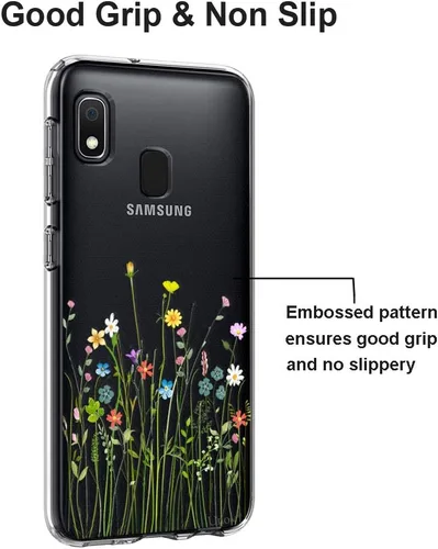 Miniatura 3 de Unov Funda compatible con Galaxy A10e Galaxy A20e funda transparente con diseño de TPU suave, absorción de golpes, patrón delgado en relieve Flower