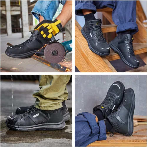 Miniatura 7 de FitVille Botas de trabajo anchas para hombre, puntera compuesta, zapatos de seguridad para el trabajo, botas de trabajo antideslizantes